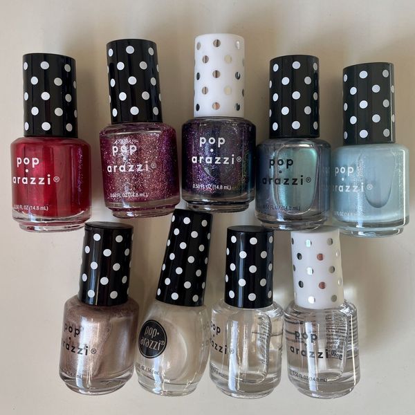 Pop-Arazzi Nail Polish Mixed Colors Clear Shimmer Iridescent Lot 0.5 oz x9 Lot