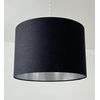 Black Textured 100% Linen Brushed Silver Drum Lampshade