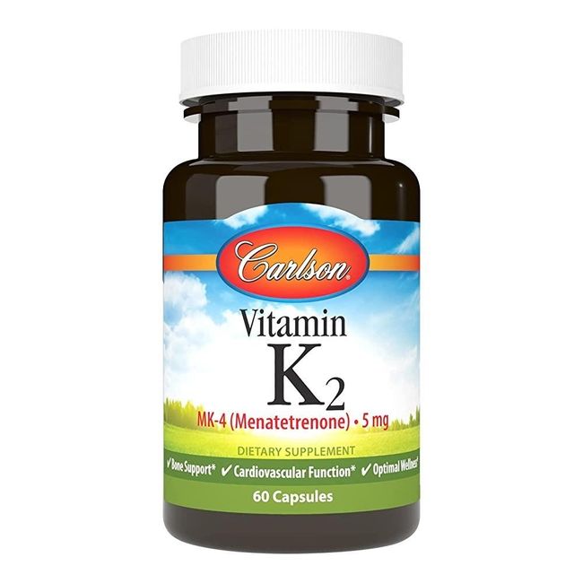 Carlson - Vitamin K2 MK-4 (Menatetrenone) Vitamin K Supplement Bone & Heart Health K2 Vitamin Soy Free 60 Capsules