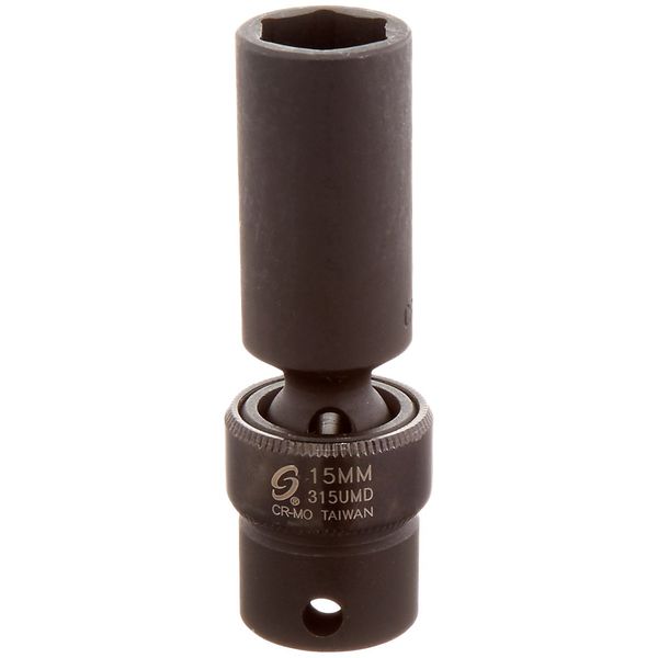 SUNEX TOOLS 315umd 3/8-Inch Drive 15-Mm Deep Universal Impact Socket