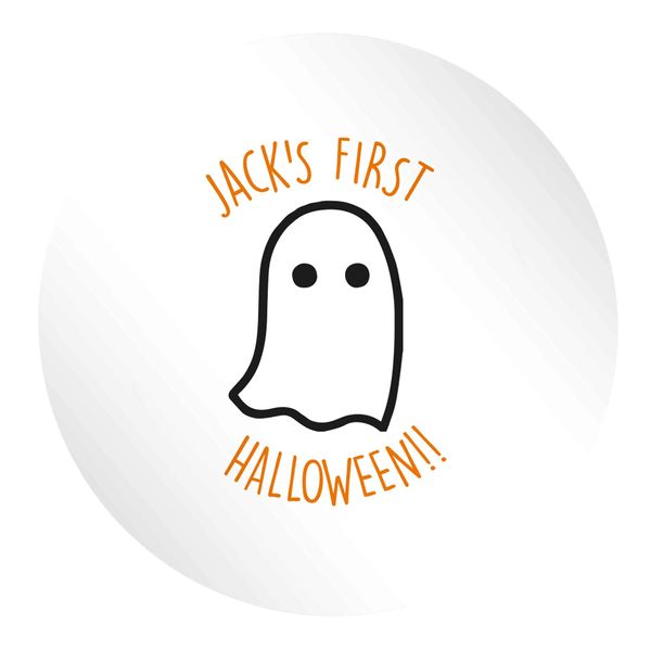 Flox Creative 24 45mm Matt Circle Stickers First Halloween Ghost