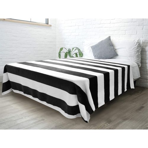 PAVILIA Striped Throw Blanket for Sofa Couch Bed | Soft Flannel Fleece Stripe Black and White Decorative Throw | Warm Cozy Lightweight Microfiber | 60 x 80 Inches