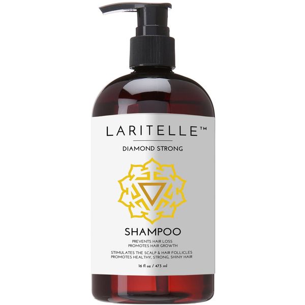 Laritelle Organic Anti-Thinning Shampoo Diamond Strong | RECOMMENDED BY DERMATOLOGISTS for Hair Loss Prevention | Strengthening, Follicle Stimulating | Argan, Rosemary, Lemongrass, Ginger & Cedarwood