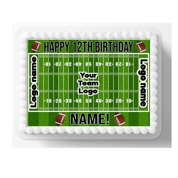 Custom Football Field Edible Frosting Topper With Your Favorite Team 8x10 Inches