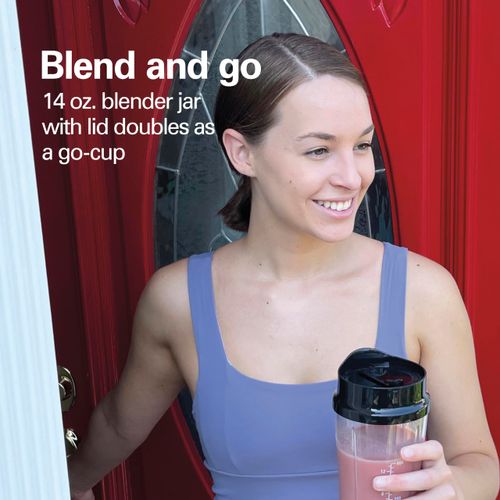 Hamilton Beach Portable Blender for Shakes and Smoothies with 14 Oz BPA Free Travel Cup and Lid, Durable Stainless Steel Blades for Powerful Blending Performance, Black (51101AV)