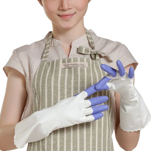 Mitsui Murasakicho Rubber Gloves, Waterproof Gloves, Anti-Slip, Thick, Thin, Long Gloves, Brushed Lining, Housework, Work Gloves, Cleaning, Kitchen, Waterproof, Cooking, Cleaning, Washing