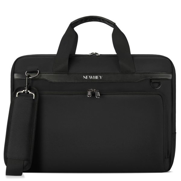 NEWHEY Men's Business Bag, Job Hunting, A4 Compatible, 15.6 Inches, 3-Way Briefcase, PC Bag, Large Capacity, Recruitment, Business Trips, Commutes, Shoulder Bag, Black, Black