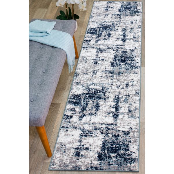 Kitchen Runner Rugs Distressed Abstract Carpet Runner Rug for Hallway Blue 2X7