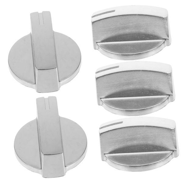 PartyKindom 5pcs Stainless Steel Gas Stove Knobs Replacement Gas Cooker Switch Knobs Easy Install Operate Suitable for Home Restaurant More