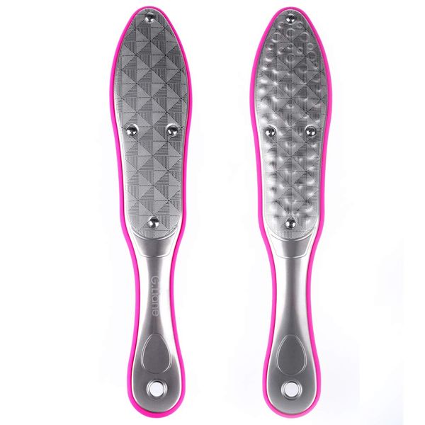 Foot File Callus Remover - G.Liane Professional Portable Foot Care Tool Stainless Steel Colossal Pedicure Foot Rasp Callus Removal Double Sided Pedicure Rasp File for Extra Smooth (Pink)