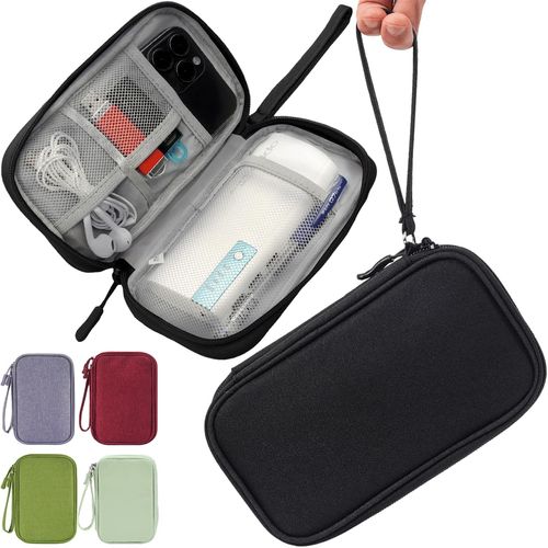 CAAORDKSO Electronic Organizer Case, Travel Cable Organizer Pouch Electronic Accessories Carry Case Water Resistant Organizer Pouch Bag for Cable, Cord, Charger, Phone, Power Bank, Earphone (Black)