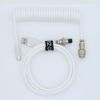 White Coiled Cable for Mechanical Keyboards (5 ft, USB-C Nickel GX-12, White)