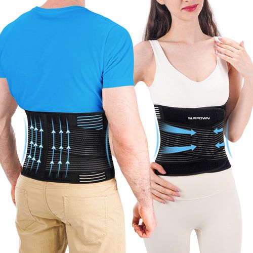 SURPOWN Back Support Belt, Back Brace lumbar support for Men Women, Grade Back Support girdle for lower back pain Relief and Injury Prevention, Posture Corrector Scoliosis Sciatica Spinal, Black L