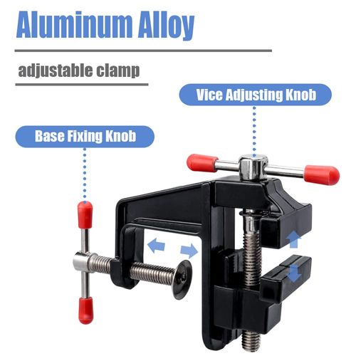 Mesee Universal Mini Table Bench Vice Small Walnut Clamps Workbench Carving Drill Press Clamping Vise for Jewelry Nuclear Watch Repairing DIY Craft Sculpture Clip On Tool - Black