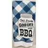 2 SAME MICROFIBER TOWELS (15"x25") COLD DRINKS,GOOD EATS & BBQ, BLUE & WHITE, GR