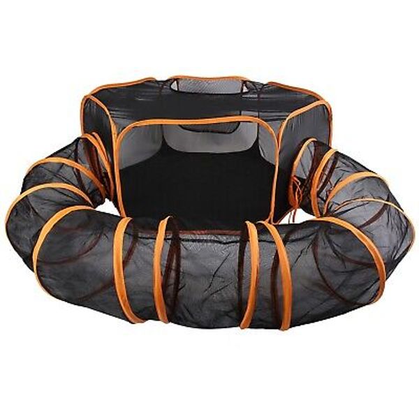 Foldable Pet Dog Cat Small Animals Playpen Enclosures with Tunnel Indoor Outdoor