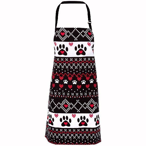 Animal Rescue Colorful Pet Lovers Che Kitchen Apron (Nordic Inspired Paw Prints)