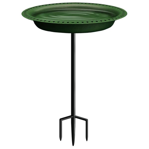 Garbuildman Extra-Large Freestanding Birdbath Bowl, Detachable Decoration Spa with Metal Stake Stand & Birdfeeder for Outdoor Garden, Oval Style, Green