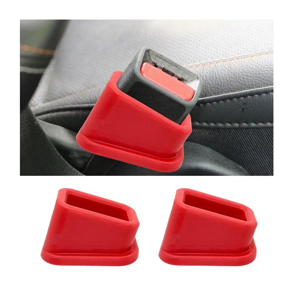 Kewucn 2 PCS Car Seat Belt Buckle Holder, Silicone Auto Seatbelt Buckle Booster, Easy Access Seat Belt Buckle Guard Cover for Kids, Universal Safety Seat Accessories for Most Cars (Red)