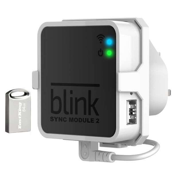 64GB USB Flash Drive and Outlet Mount for Blink Sync Module 2, Save Space and Easy Move Mount Bracket Holder for Blink Outdoor Blink Indoor Security Camera System (White)