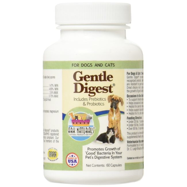 Ark Naturals Gentle Digest for Dogs & Cats, 60-Count Capsules, 5 Pack