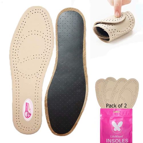 2 Pairs Premium Leather Insole Comfortable Shoe Pads, Mens or Womens Breathable Shock Absorber Insoles (EU 39-40-2 Pair)