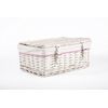 Wicker Storage Hamper with Lid with Liner Gift Hamper Wicker Basket Storage (White, Small)