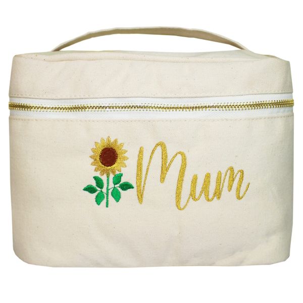 Sunflower Mum Travel Wash Makeup Accessory Bag
