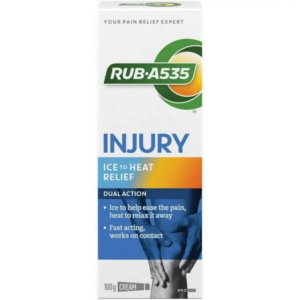 1 x RUB A535 Injury Ice to Heat Pain Relief Cream, 100g Cream