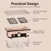 Fire Sense 60450 Yakatori Internal Grates Charcoal Chrome Cooking Grill Japanese Table BBQ Handmade Using Clay Adjustable Ventilation For Outdoor Barbecues Camping Traveling - Large - Tan