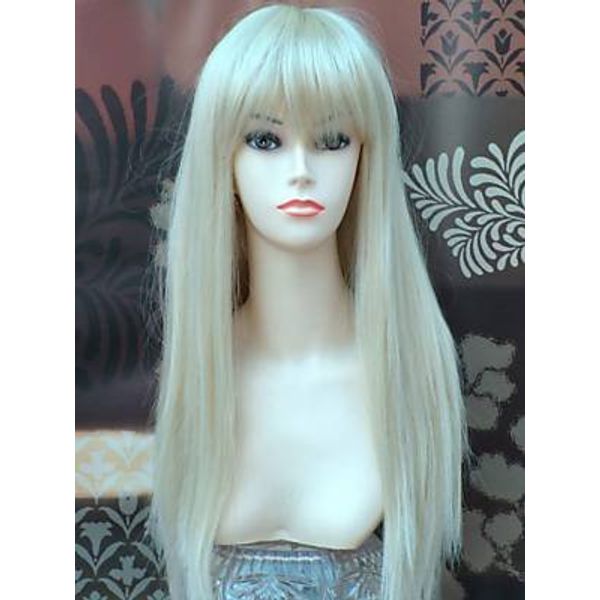 Forever Young Ladies Long Sleek Straight Platinum Blonde Fashion Wig
