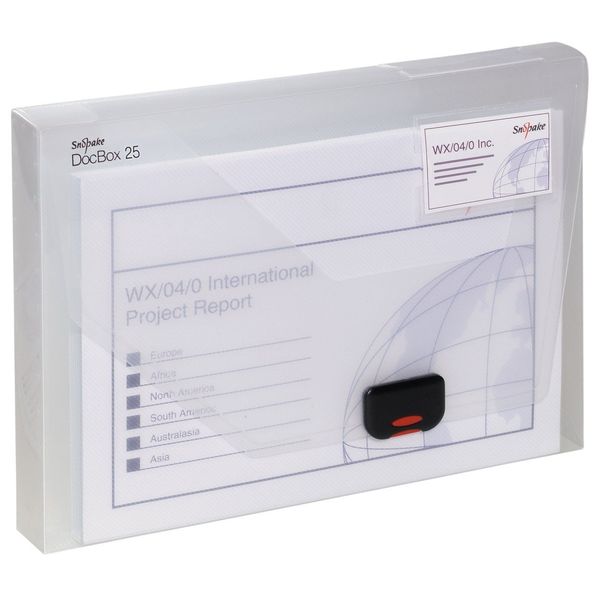 Snopake A4 DocBox Clear 25 mm Box File with Push Lock (Pack of 1) Ref 12849