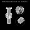 sourcing map M6 x 30mm Plastic Phillips Machine Screws with Nuts and Flat Washers, PC Flat Head Machine Bolts Transparent 20 Sets