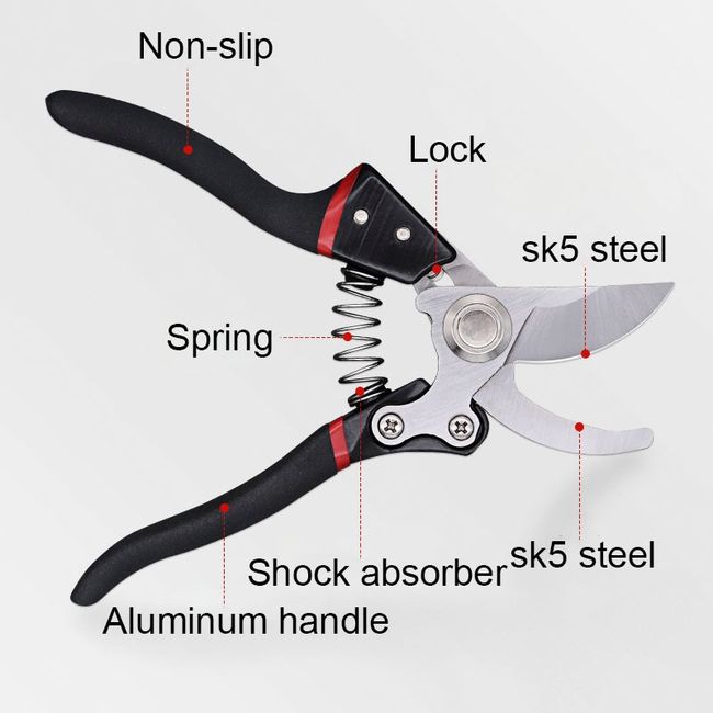 Garden Hand Pruner With SK5 Steel Blades Pruning Shear Garden Cutting Tools  For Tree Trimmers Orchard Shears