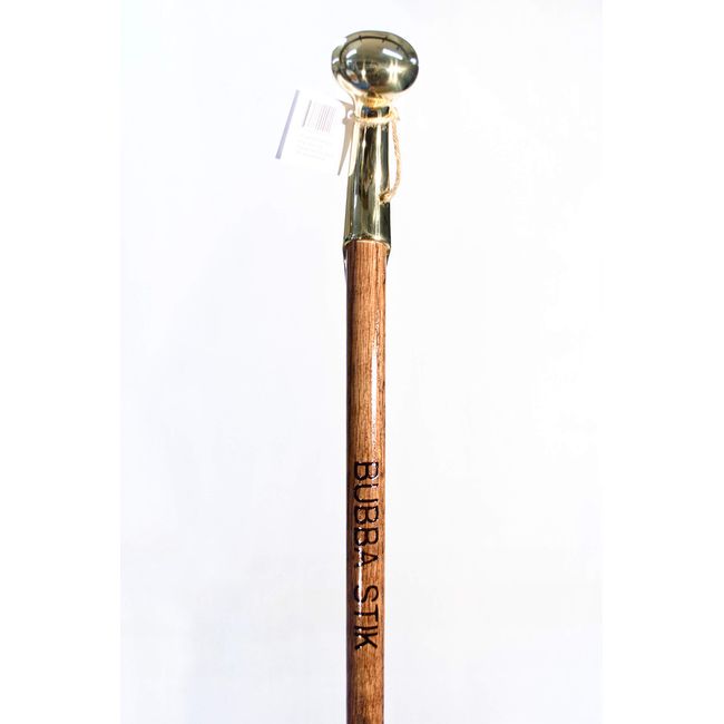 Bubba Stik Walking Cane Texas Style Walking Stick Made of Mahogany Stained Tennessee Hardwood and Topped with a Brass Hame Handle from a Real Horse Collar Harness. Made in Texas by Real Texans.