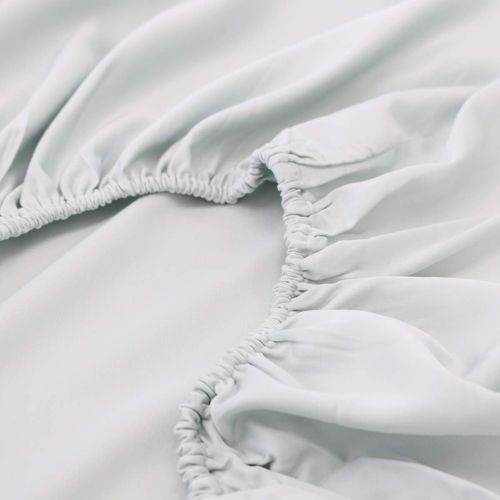 Solid 600-Thread-Count, Viscose from Bamboo Queen Size Fitted Sheet, White