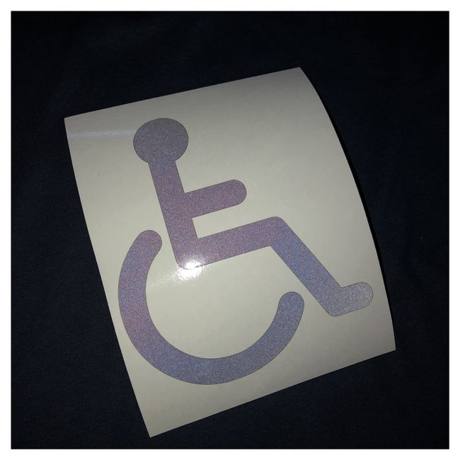 Safe-Tee Reflective BLACK (Reflects off-white) 9cm Disabled Driver Motability Wheelchair User Disability Sticker