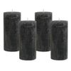 4 Rustic Stumpenkerzen Premium Kerze Anthrazit 7x15cm - 65 Std Brenndauer
