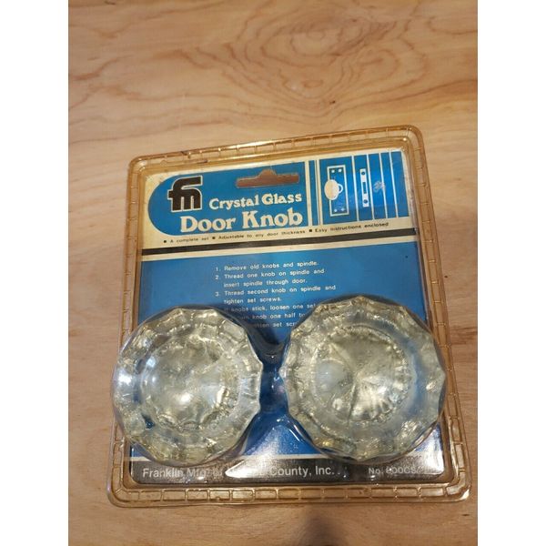 NIB Crystal Glass Door Knobs Franklin Mfg 800CS Sealed complete set