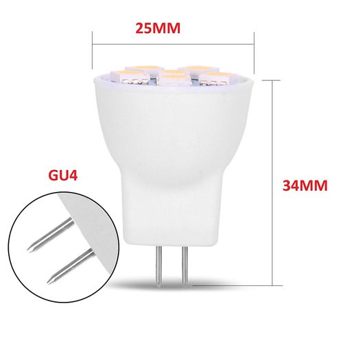 MR8 Light Bulb LED Replacement for Mini Halogen Recessed Lamps 12 Volt 1" Diameter GU4 RV Boat Camper Yacht Train Motor Home Interior Tiny House Ship Van Truck Sprinter Lighting - Cool White - 2 Pack