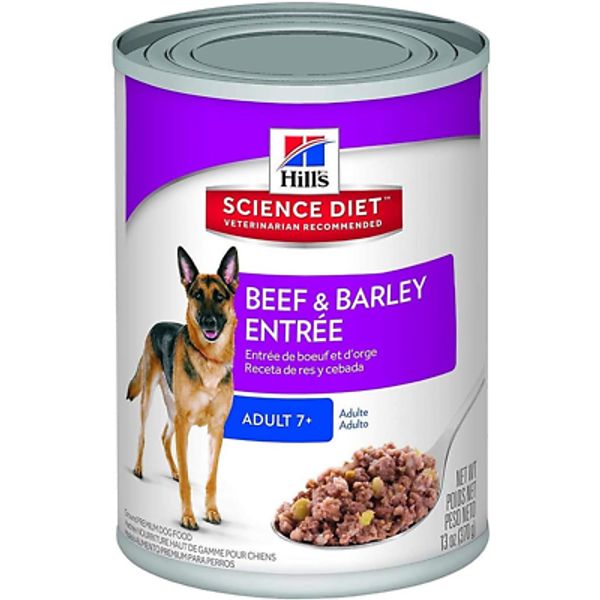 Hill's Science Diet Adult 7+ Beef & Barley Entree Canned Dog Food, 13 oz.,12