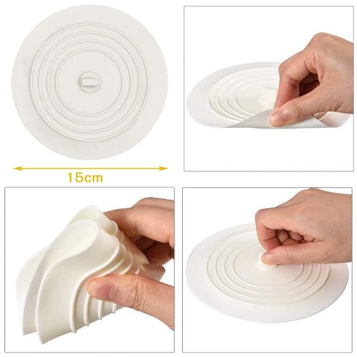 Sink Lid Drain Lid Silicone Drain Lid One of the Best Seal Sink Stoppers Bathtub Stopper Fish Tank Water Puddle Sink Drain Cover for Washbasin/Kitchen/Bath etc. (5.9 inches (15 cm), White)