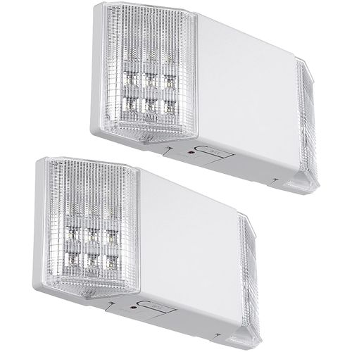 TORCHSTAR LED Emergency Lighting, Commercial Emergency Lights with Battery Backup, UL Listed, Two Heads, AC 120/277V, Hardwired Emergency Exit Light Fixture for Business, Home Power Failure, Pack of 2