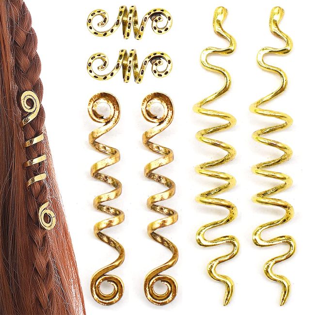 Spiral Set 3 Celtic Viking Silver Metal Hair Beads