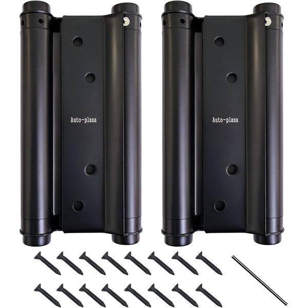 2Pcs 6" Cafe Saloon Door Swing Self Closing Double Action Spring Hinge Black
