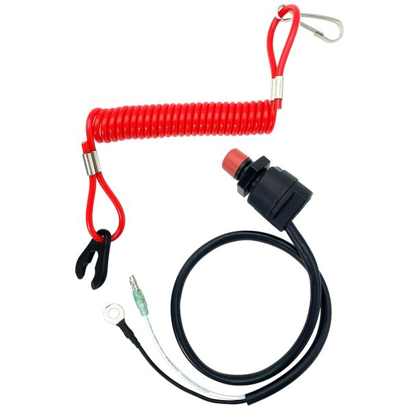 Boat Engine Emergency Stop Switch Safety Tether Lanyard Replacement for Yamaha Tohatsu Honda - Boat Kill Switch Key 6E9-82575-00-00 6E9-82575-01-00 6E9-82575-02-00 18-65450 - 55 inch Long