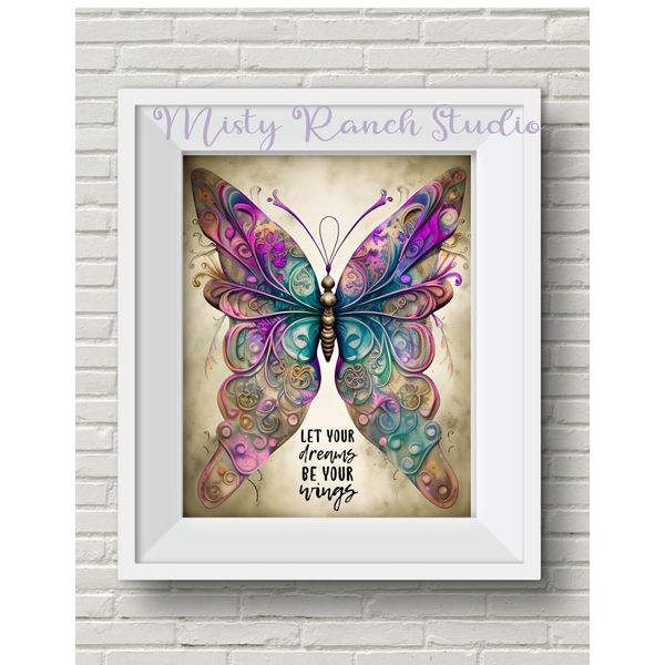 "Let Your Dreams Be Your Wings" Butterfly Suicide Awareness UNFRAMED Art Print