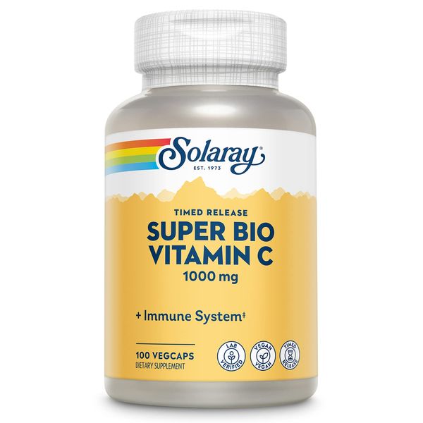 SOLARAY Super Bio C Buffered Vitamin C w/Bioflavonoids, Timed-Release Formula for All-Day Immune Support, Gentle Digestion, 1000mg, 100 CT