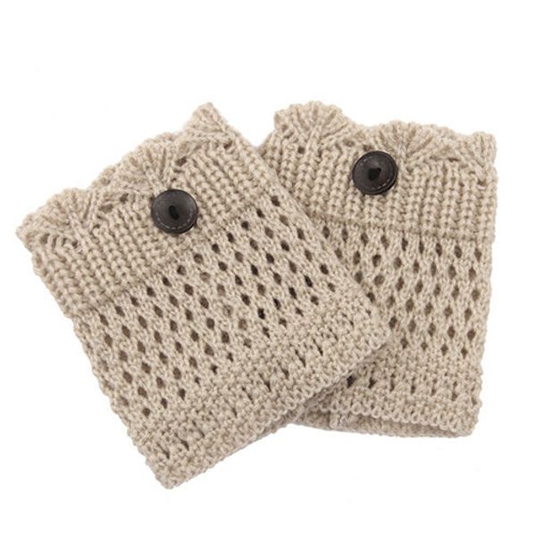 Women Winter Crochet Knit Leg Warmers - Beige