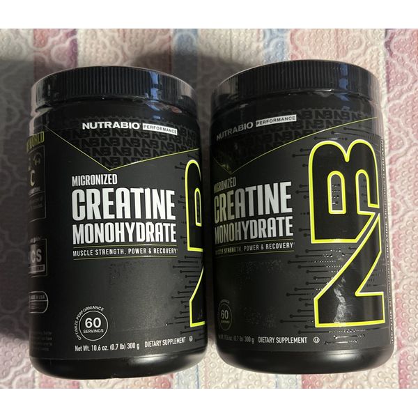 2 NUTRABIO CREATINE MONOHYDRATE Muscle Strength Power 10.6 OZ Exp 05/27